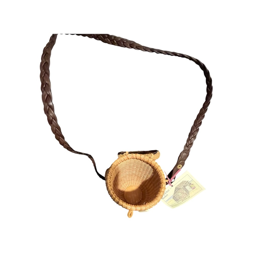 Woven Cylindrical Crossbody Bag in Tan - Picture 8 of 8